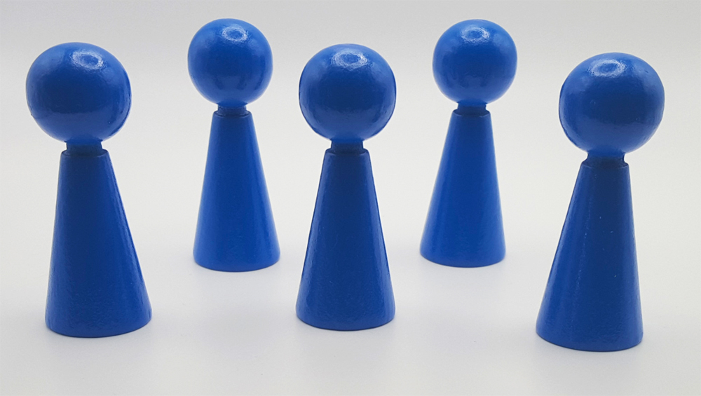 www.systembrett.at &middot; Systembrett-Artikel &middot; 5er-Set Holzfigur 6 cm in blau (mit Hals und ohne Augen);